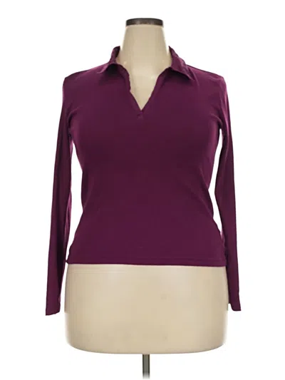 Pre-owned Eddie Bauer Long Sleeve Polo Shirt In Burgundy