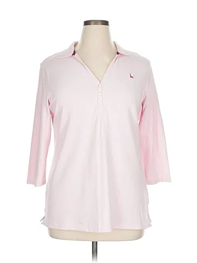 Pre-owned Eddie Bauer Long Sleeve Polo Shirt In Pink