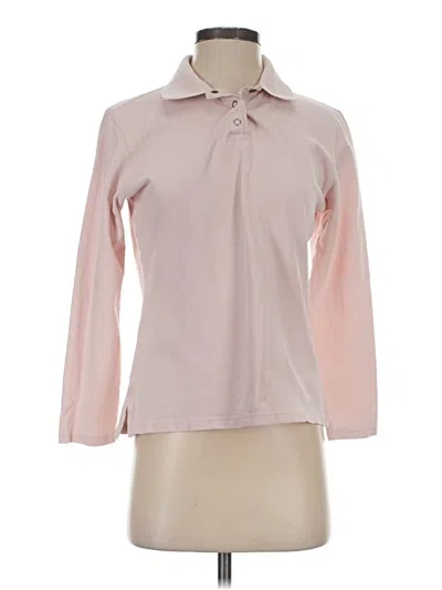 Pre-owned Eddie Bauer Long Sleeve Polo Shirt In Pink