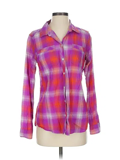 Pre-owned Eddie Bauer Long Sleeve Polo Shirt In Purple