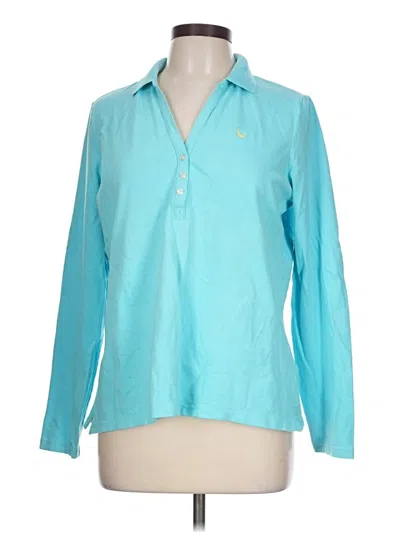 Pre-owned Eddie Bauer Long Sleeve Polo Shirt In Teal