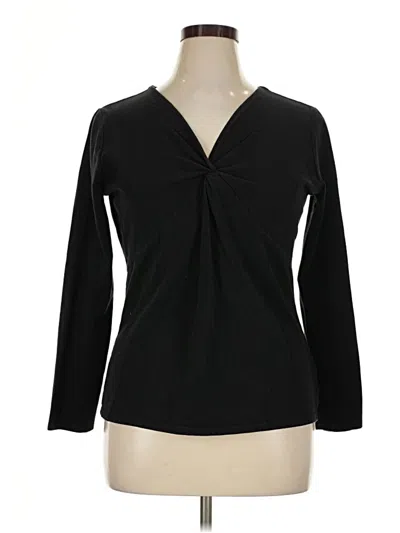 Pre-owned Eddie Bauer Long Sleeve Top Black Open Neckline Tops