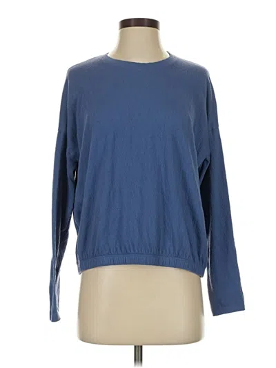 Pre-owned Eddie Bauer Long Sleeve Top Blue Boatneck Tops