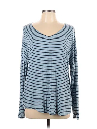 Pre-owned Eddie Bauer Long Sleeve Top Blue V Neck Tops