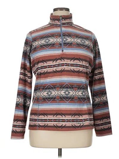 Pre-owned Eddie Bauer Long Sleeve Top Brown High Neck Tops