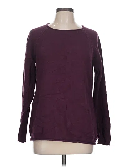 Pre-owned Eddie Bauer Long Sleeve Top Burgundy Crew Neck Tops
