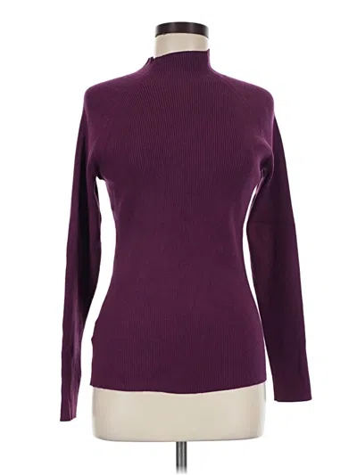 Pre-owned Eddie Bauer Long Sleeve Top Burgundy Turtleneck Tops