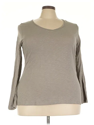Pre-owned Eddie Bauer Long Sleeve Top Gray Scoop Neck Tops