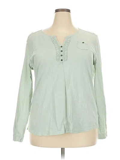 Pre-owned Eddie Bauer Long Sleeve Top Green V Neck Tops