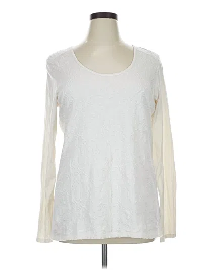 Pre-owned Eddie Bauer Long Sleeve Top Ivory Scoop Neck Tops