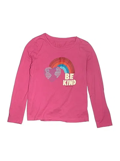 Pre-owned Eddie Bauer Kids' Long Sleeve Top Pink Keyhole Neckline Tops