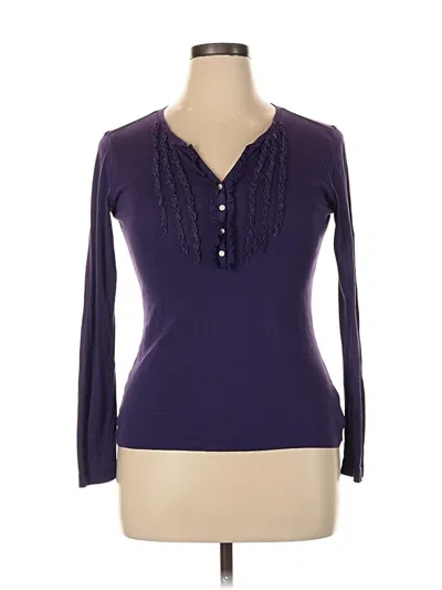 Pre-owned Eddie Bauer Long Sleeve Top Purple Sweetheart Neckline Tops