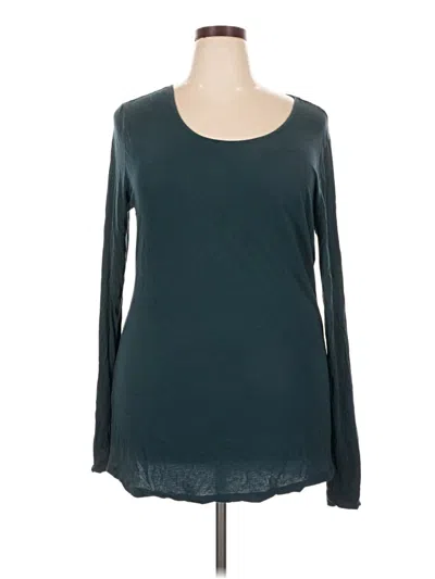 Pre-owned Eddie Bauer Long Sleeve Top Teal Scoop Neck Tops