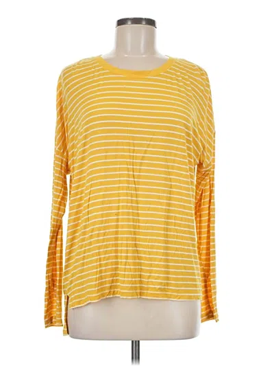 Pre-owned Eddie Bauer Long Sleeve Top Yellow Boatneck Tops
