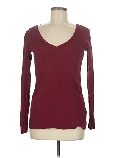 Pre-owned Eddie Bauer Long Sleeve T-shirt In Burgundy
