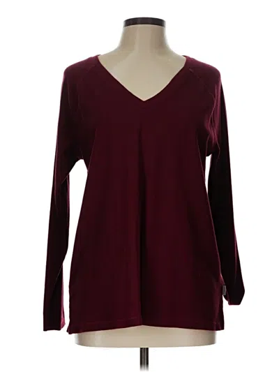 Pre-owned Eddie Bauer Long Sleeve T-shirt In Burgundy