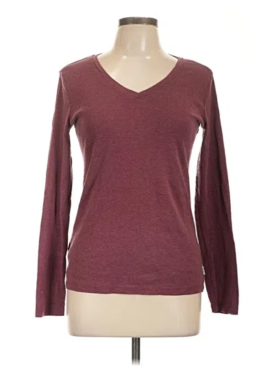 Pre-owned Eddie Bauer Long Sleeve T-shirt In Burgundy