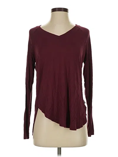 Pre-owned Eddie Bauer Long Sleeve T-shirt In Burgundy