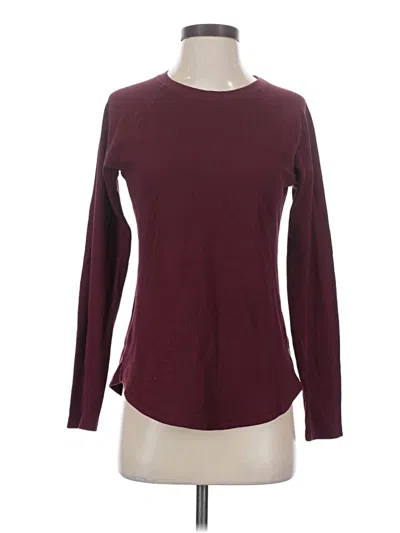 Pre-owned Eddie Bauer Long Sleeve T-shirt In Burgundy