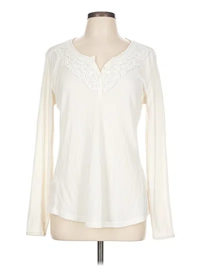 Pre-owned Eddie Bauer Long Sleeve T-shirt In White