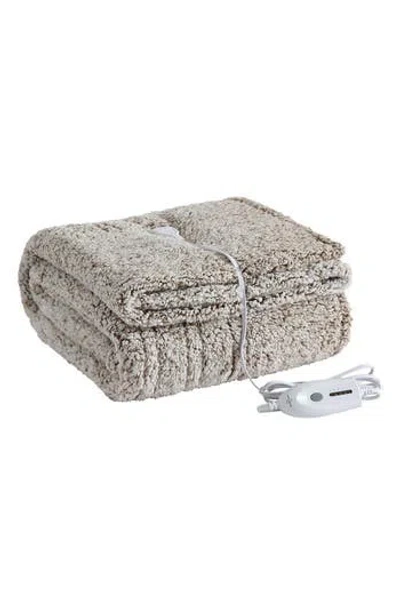Eddie Bauer Lookout Mountain Tipped Faux Shearling Heated Blanket In Brown