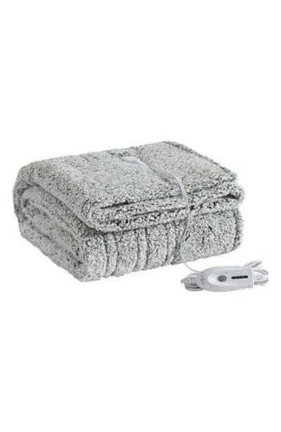 Eddie Bauer Lookout Mountain Tipped Faux Shearling Heated Blanket In Gray