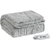 Eddie Bauer Lookout Mountain Tipped Faux Shearling Heated Blanket In Gray