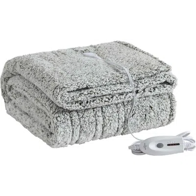 Eddie Bauer Lookout Mountain Tipped Faux Shearling Heated Blanket In Gray