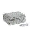 Eddie Bauer Lookout Mountain Tipped Print Sherpa Heated Blanket, Full In Gray