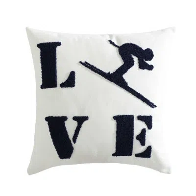Eddie Bauer Love Ski Blue Throw Pillow