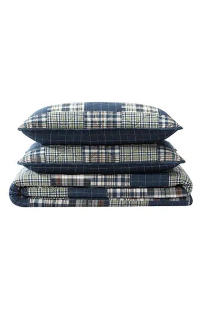 Eddie Bauer Madrona Plaid Cotton Quilt 3-piece Set In Blue