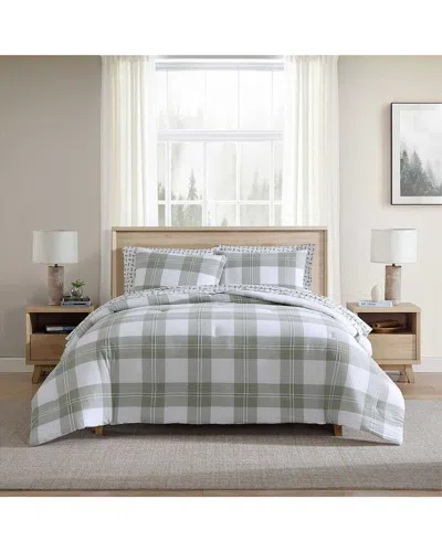 Eddie Bauer Mountain Embroidery Plaid Comforter Set In Green