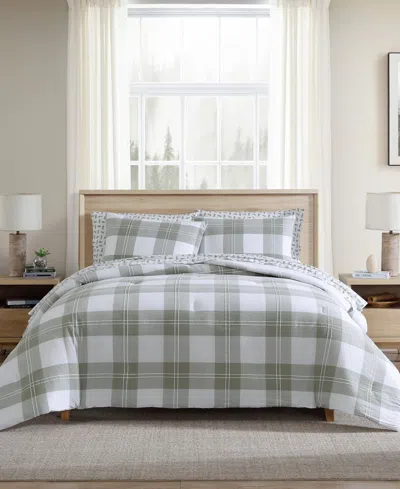 Eddie Bauer Mountain Embroidery Plaid Cotton 2-pc. Comforter Set, Twin In Green
