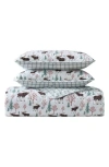 Eddie Bauer Mountain Moose Cotton Flannel Twin Quilt & Sham Set In Light Pastel Grey