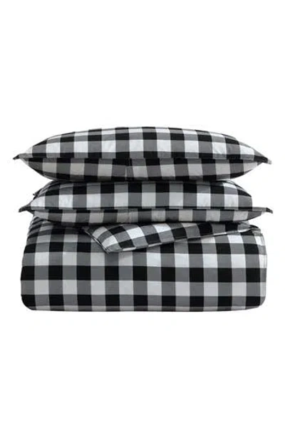 Eddie Bauer Mountain Plaid Cotton Duvet Cover Set In Black