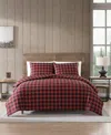 Eddie Bauer Mountain Plaid Cotton Reversible 2 Piece Duvet Cover Set, Twin In Scarlet
