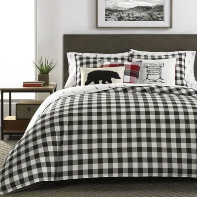 Eddie Bauer Mountain Plaid Dusted Duvet Cover Set In Black