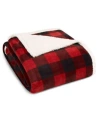 Eddie Bauer Mountain Plaid Sherpa Blanket Collection Bedding In Silver