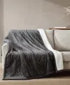 Eddie Bauer Mountain Valley Ribbed Plush Heated Throw, 70" X 50" In Gray