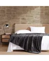 Eddie Bauer Mountain Valley Ribbed Plush Heating Blanket In Black