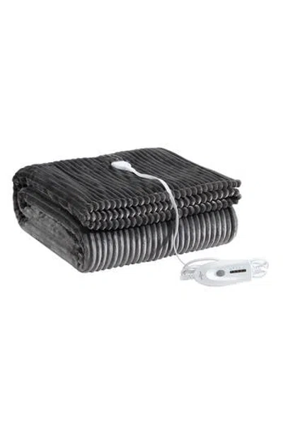 Eddie Bauer Mountain Valley Ribbed Plush Throw Blanket In Gray