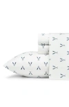 Eddie Bauer Oar Print 200 Thread Count 100% Cotton Percale Sheet Set In Medium Blue