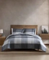 Eddie Bauer Oversized Plaid Reversible Comforter Set In Gray