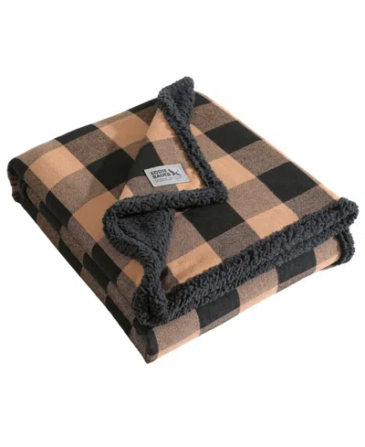 EDDIE BAUER PLAID COTTON YARN DYE FLANNEL REVERSIBLE THROW, 60" X 50"