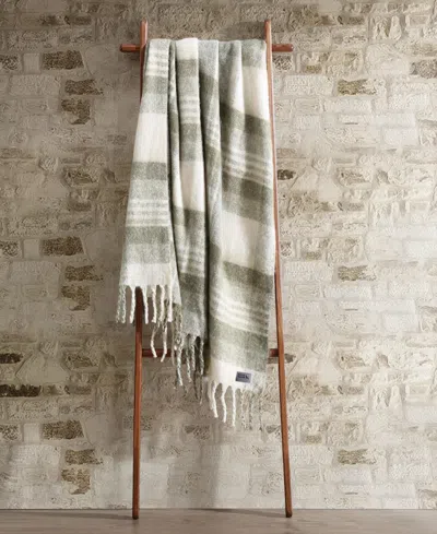 Eddie Bauer Plaid Faux Mohair Throw, 60" X 50" In Green