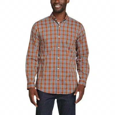 Eddie Bauer Plaid Long Sleeve Getaway Flex Button Down Shirt In Rust In Multi