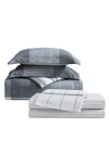 Eddie Bauer Plaid Reversible Comforter & Sheets Set In Grey