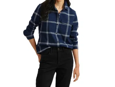 Eddie Bauer Plaid Stine's Favorite Cotton Flannel Shirt In Navy In Blue