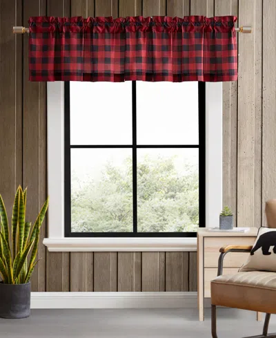 Eddie Bauer Pole Top Valance, 15"x 86" In Mountain Plaid Red