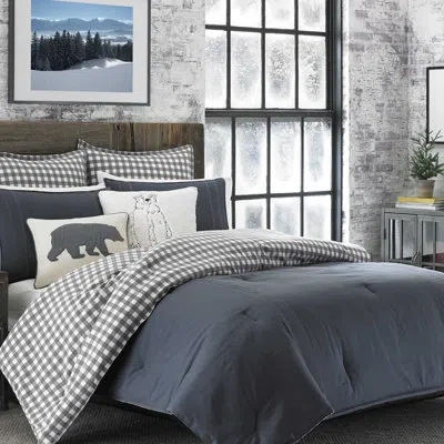 Eddie Bauer Portage Lewis Cotton Reversible Comforter Set In Gray